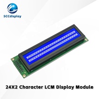 SCCdisplay Russische Zeichen JXD2402A-IIC COB STN Blau Negativ 24x2 Zeichen LCD-Modul I2C Hohe Helligkeit LED-Hintergrundbeleuchtung