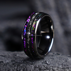 POYA <span class=keywords><strong>Anello</strong></span> Nuziale in Tungsteno Blu <span class=keywords><strong>Viola</strong></span> Galassia 4mm 8mm Comfort Fit, <span class=keywords><strong>Anello</strong></span> per Coppia in Acciaio Inossidabile Nero per Uomo e Donna - Product Image 6