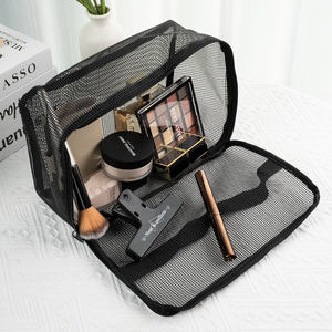 Borsa per il trucco personalizzata Borsa per il trucco in Nylon di grande capacità portatile X borsa da viaggio da viaggio nera traspirante in rete per gli <span class=keywords><strong>occhi</strong></span> borsa per cosmetici - Product Image 5