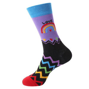 200N Cotton Rainbow <strong>Pride</strong> Love Heart Jacquard Crew <strong>Socks</strong> Valentine's Day Strip Butterfly Peace Sign Men Fashion Casual <strong>Socks</strong> - Product Image 6