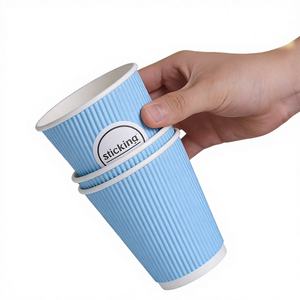 Gobelets à café jetables en papier synthétique, isolés, à paroi ondulée, couleur et taille personnalisées, vente en gros - Product Image 1