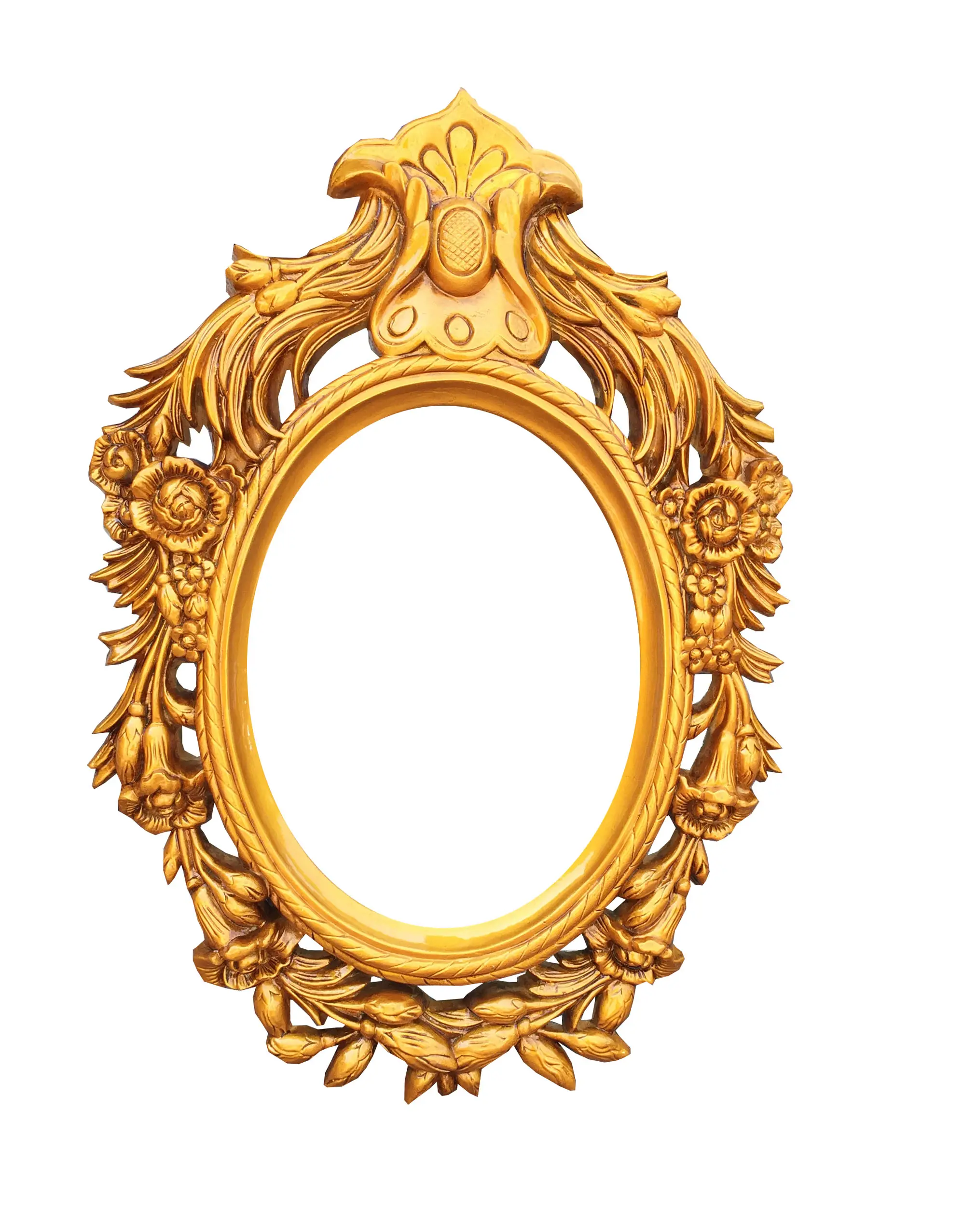 new design polyurethane gold decorate ornate oval 30*40cm mirror frame