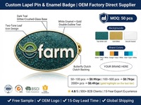 Broche OEM en métal avec sable scintillant irrégulier pour émail coloré, cadeau de marque E-farm pour l'agriculture numérique personnalisée, style moderne et antique