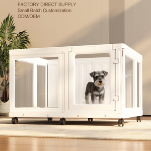 Kandang/Playpen Hewan Kecil Anjing/Kucing Indoor yang Dapat Dipindahkan, Transparan Penuh/Berpalang/Berpartisi, Mudah Dirakit, Mudah Dibersihkan, Plastik Besi - Product Image 1