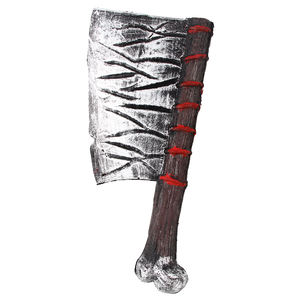 Hacha de látex con mango de hueso para Halloween, accesorio realista con hoja de metal vintage, detalle de costura roja, decoración para casa embrujada, cosplay, terror - Product Image 2