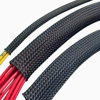 Protector de Cables de Poliéster Negro Flexible y Duradero, Funda Trenzada Expandible para Cables