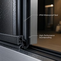 Porte coulissante en verre double vitrage, intelligente, électrique, automatique, étanche, insonorisée, grande taille, pour terrasse extérieure