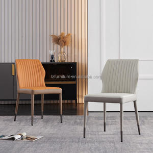Two Tone Eco-Friendly Faux Leather Upholstered Quilted Luxury Modern Dining Room Accent <b>Chairs</b> <b>Padded</b> Curved Seats Home - Product Image 2