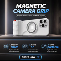 Pegangan Kamera Ponsel Magnetik ABS dengan Tombol Shutter untuk Vlog, Selfie, dan Siaran Langsung