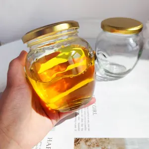 Factory Price 12oz 350ml Glass Orcio Jar Honey Glass Jar With Metal Lid For Honey Jelly Jam Sauce