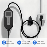 Cargador Portátil para Vehículos Eléctricos OLINK de 7kW, Tipo 2, 32A, Corriente Ajustable, Certificado CE, con Bluetooth y WiFi para Hogar y Garaje