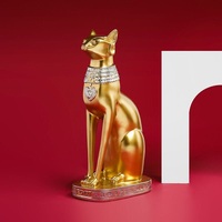 Bastet Zitten Hars Creative Lucky Moderne Kat Kunst Hars, Koud Gegoten Brons Wijn Kast Decoratie Ambachten Europese Egypte Kat