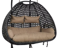 Fauteuil suspendu double avec support - Fauteuil suspendu en rotin pour l'extérieur, siège de loisirs de jardin