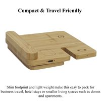 Support de charge multi-appareils en bambou naturel 3 en 1, support de téléphone pliable, chargeur sans fil rapide 15W pour téléphone, écouteurs, montre connectée