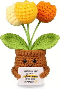 Poupée en tricot artisanale Tulipe Positive, amusante, pour anniversaire, émotionnelle, inspirante, encourageante, idées cadeaux, cadeau d'appréciation - Product Image 2