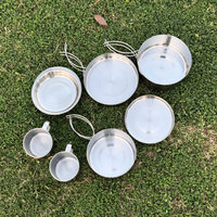 Ensemble d'ustensiles de cuisine d'extérieur en acier inoxydable de huit pièces, Pot de pique-nique, ensemble de bols portables, rangement de casseroles, ensemble de vaisselle de Camping