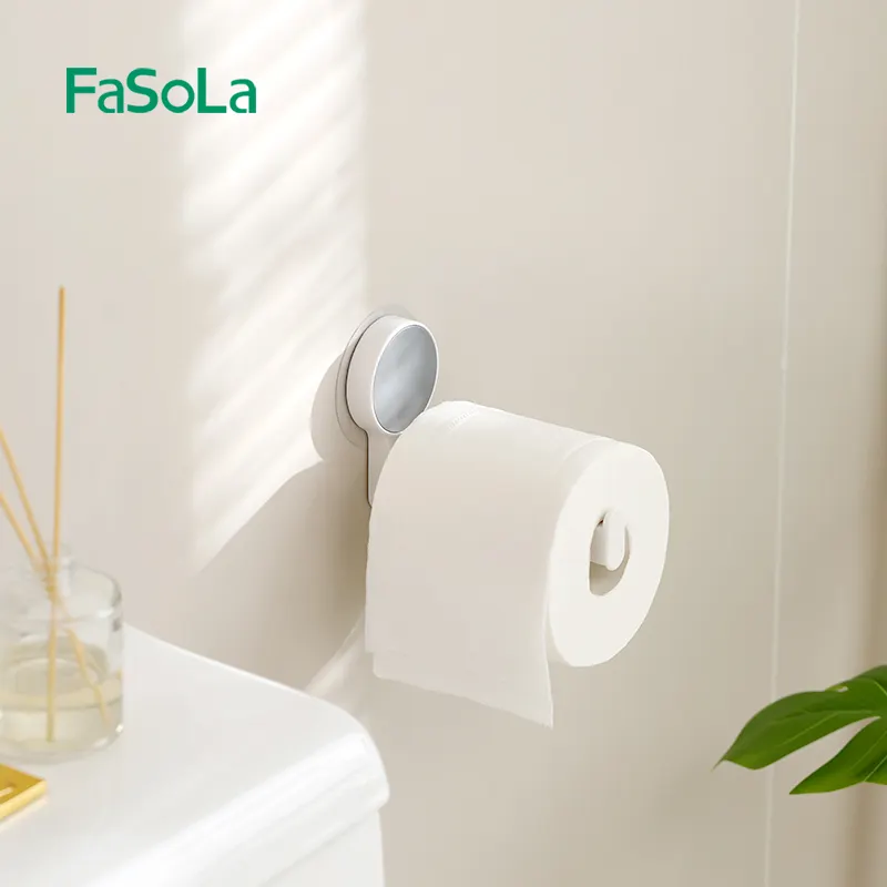 FaSoLa Plástico Branco Toilet Paper Holder Auto-adesivo Rodada Titulares Rolo De Papel Higiênico Wall Mount Dispenser Banheiro