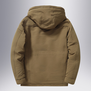Veste polaire décontractée longue pour homme avec logo personnalisé ODM, coupe-vent, fermeture éclair, pour l'automne et l'hiver, avec capuche et doublure en polyester - Product Image 3