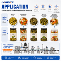 Machine de remplissage pour aliments liquides en granulés solides, cornichons, légumes marinés, olives, salades, apéritifs et snacks en bouteille ou en pot de saumure