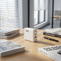 Chargeur rapide GaN 100W PD100W QC18W à 3 ports USB C, adaptateur secteur avec prises UK EU AU pour les voyages internationaux