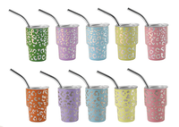Gobelets isothermes miniatures personnalisés de 2 oz en acier inoxydable, avec couvercle et paille métallique, pour sublimation, écologiques, pour le camping, vente en gros