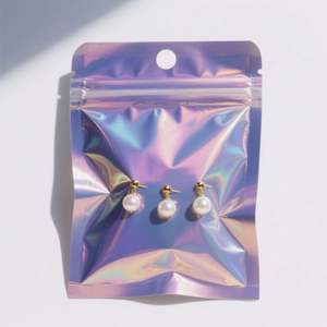 Bolsa Holográfica Transparente Personalizada con Cierre, Reutilizable, a Prueba de Humedad, para Envasado de Alimentos, Bolsas de Mylar con Holograma - Product Image 1