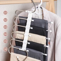 Placard multifonctionnel à couches multiples, gain de place pour vêtements, cintres magiques pour pantalons, organisateur et rangement pour pantalons.