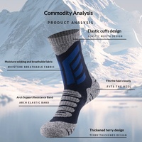 Chaussettes de ski en tricot pour homme, épaisses, avec fond en tissu éponge, anti-humidité, antidérapantes, rembourrées, pour la randonnée, le snowboard, les activités de plein air et la neige
