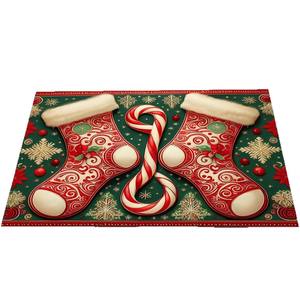Tapis de sol rectangulaire antidérapant en velours cristal imprimé bonhomme de neige de noël, décoration de maison, pour salon, entrée, salle de bain - Product Image 3