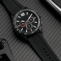 Montre à quartz multifonctionnelle pour homme, boîtier en alliage, bracelet en silicone souple, montre-bracelet décontractée pour homme au quotidien
