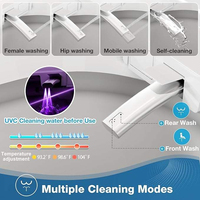 WC intelligent avec eau chaude instantanée, plusieurs modes de lavage, siège chauffant, lumière ambiante, télécommande, fermeture douce, toilette intelligente