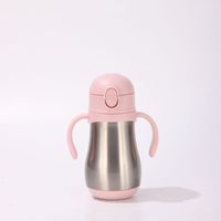 Gourde isotherme pour enfants en acier inoxydable 304, double paroi, avec poignée, portable, avec paille, design minimaliste moderne