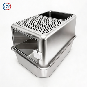 Venta al por mayor de fábrica: Gran caja de arena <span class=keywords><strong>para</strong></span> gatos de acero inoxidable con bandeja de cribado y rejillas de acero, fácil de limpiar, inodoro <span class=keywords><strong>para</strong></span> mascotas, arenero <span class=keywords><strong>para</strong></span> gatos - Product Image 6