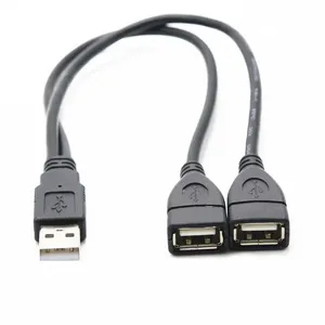 2in1 USB Extension Cable Dual USB 2.0 A Male To Dual Female Data Hub USB Charging Power Splitter Y Cord