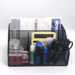 Office Organizer Storage Basket Black Rectangle Desktop Stationery Holder Multi Purpose Foldable No Drill Standing Type - Product Image 1