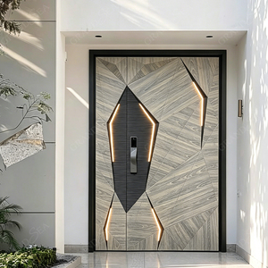 <span class=keywords><strong>Porte</strong></span> <span class=keywords><strong>d</strong></span>'<span class=keywords><strong>entrée</strong></span> pivotante en chêne massif pour villa américaine moderne, avec cadre en <span class=keywords><strong>aluminium</strong></span>, pour maison - Product Image 3