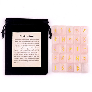 Juego de piedras rúnicas de piedras preciosas naturales para juegos de fiesta de brujería de adivinación que incluyen bolsa de regalo de cristal guía espiritual Reiki - Product Image 5