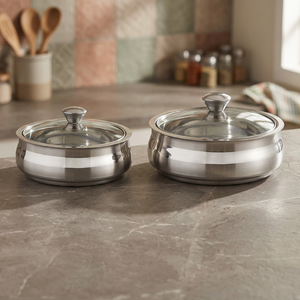 Casseroles en acier inoxydable avec couvercles en verre, design rond et durable, compatibles gaz et induction, lavables au lave-vaisselle - Product Image 5