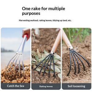 SGE SG7564 3-Piece <strong>Tide</strong> Pooling Rake Set Wooden/Steel Handle 5-7 Tines Stainless Steel Clam Digging Tool for Clams Oysters Crabs - Product Image 5