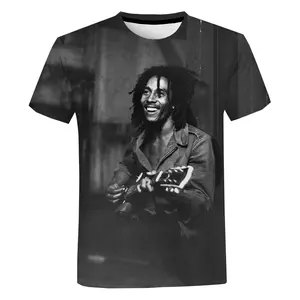 Kaus Hip Hop Bob Marley Kaus Cetak 3d untuk Pria Kaus Cetak Digital Seluruh Cetak Kaus Grafis Pakaian Logo Kustom