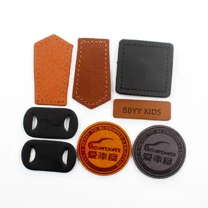 Custom Garment Accessories Embossed Logo Jeans Hat Shoes Leather Tags Badges PU Faux Real Leather Patches