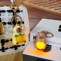 Botu en vrac Capibara PVC porte-clés sac porte-clés voiture porte-clés Kawaii sac à dos pendentif jouet Capybara LED mignon veilleuse porte-clés