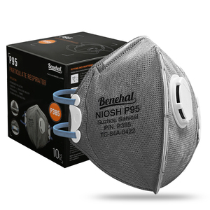 Masker <span class=keywords><strong>Respirator</strong></span> Setengah Wajah Sekali Pakai Benehal Bersertifikasi NIOSH <span class=keywords><strong>P95</strong></span> dengan Katup Anti Debu, Kartrid PM2.5, Kain Melt-blown 5 Lapis P385 - Product Image 1