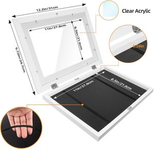 กรอบรูปไม้กันน้ำสำหรับงานศิลปะเด็ก ขนาด 8.5x11 นิ้ว เปิดด้านหน้า สีขาว แบบ Shadow Box สามารถเปลี่ยนภาพได้ - Product Image 2