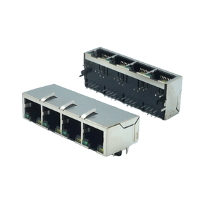 HAXN 9903 以太网母头连接器 10P8C 1*4 屏蔽型，带 EMI TAB LED 侧入式锁扣，黑色，符合 <span class=keywords><strong>RoHS</strong></span> 标准，DIP 安装，RJ45 - Product Image 3