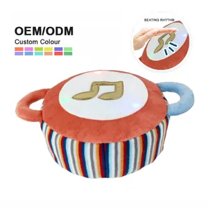 Zhorya 어린이의 귀여운 박수 치는 부드러운 드럼 봉제 장난감 아기 기타 피아노 악기 테마 장난감 소리와 빛