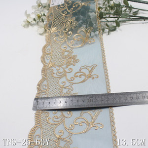 13CM di larghezza di pizzo Boder floreale ricamato <span class=keywords><strong>blu</strong></span> Tulle rifiniture in pizzo per donne ricamo personalizzato produttore di pizzo - Product Image 2