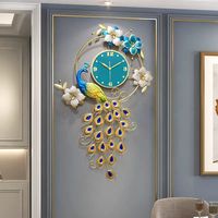 Jam Dinding Kuarsa Motif Merak Dekorasi Seni Modern Kesederhanaan Atmosfer Tenang Jam Besi Hiasan Dinding Kerajinan Tangan