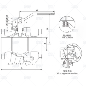 บอลวาล์วแบบมีหน้าแปลน HG รุ่น Q341F-16P/R พร้อมการอบชุบแข็งแบบ FRAS ป้องกันการระเบิด - Product Image 2