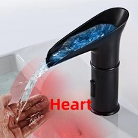 Nouveau robinet de lavabo intelligent à induction infrarouge LED tout en cuivre avec noyau de valve en céramique, chaud/froid automatique AC/DC